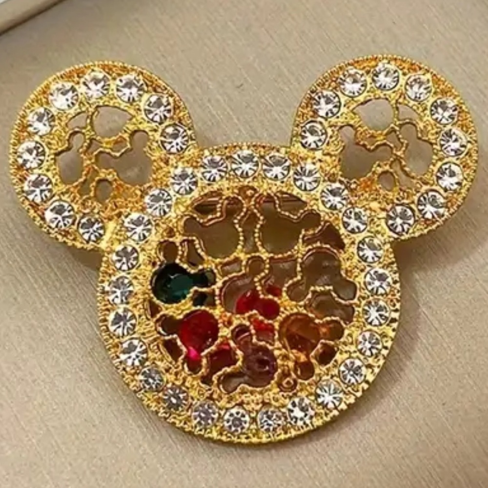 Rhinetsone Mickey Mouse Brooch
